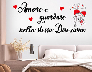 Adesivi murali frase amore è guardare nella stessa direzione wall stickers camera da letto