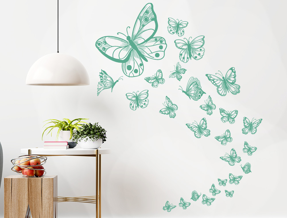 Stickers murali Farfalle decorative colore Tiffany turchese per la parete 