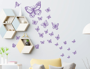 Adesivi murali con farfalle colorate Viola da parete