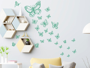 Stickers murali Farfalle decorative colore Tiffany turchese per la parete 