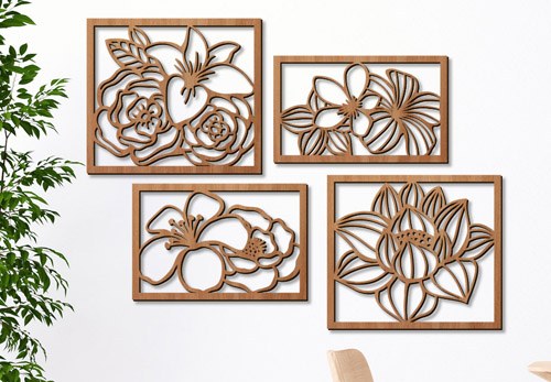 Sticker Design vi presenta Set quadri in legno decorazione floreale arredo  parete