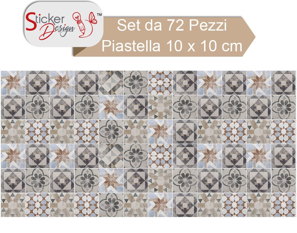 20 Adesivi Per Piastrelle Autoadesivi - Stile Mosaico Marocchino Vintage - Impermeabili E Antiolio - 15x15 Cm - Per Cucina, Bagno E Camino