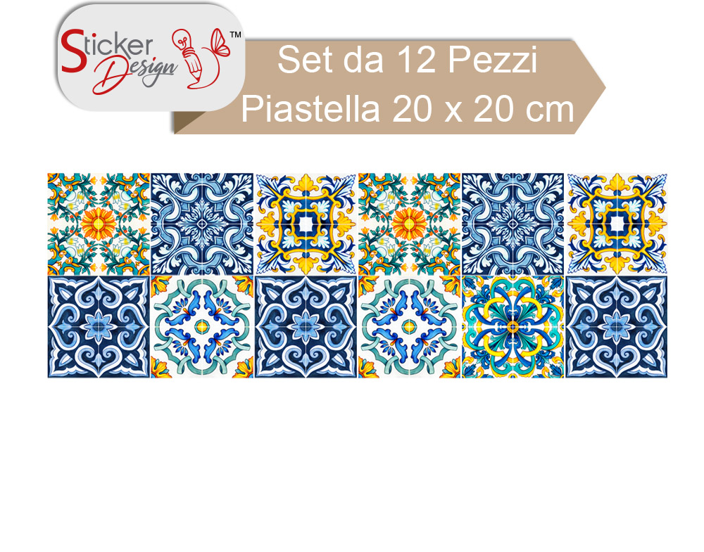 Adesivi Per Piastrelle 20x20 cm Stile Mediterraneo