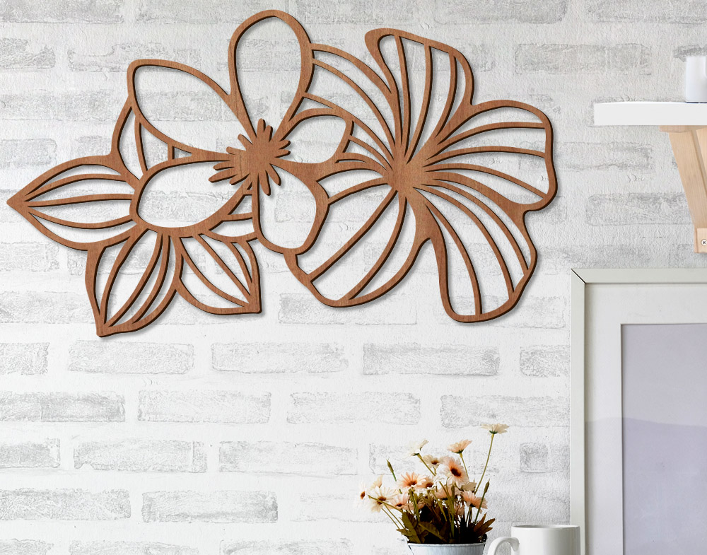 Sticker Design vi presenta Tris di fiori in legno di mogano decoro floreale  complemento d'arredo
