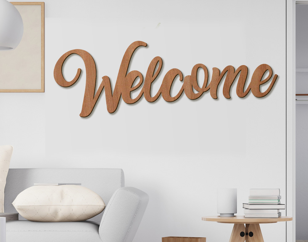 Sticker Design vi presenta Welcome scritta in legno decorazione