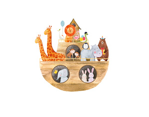 Adesivi per cameretta Bambini simpatica decorazione arca di noè con animali della savana