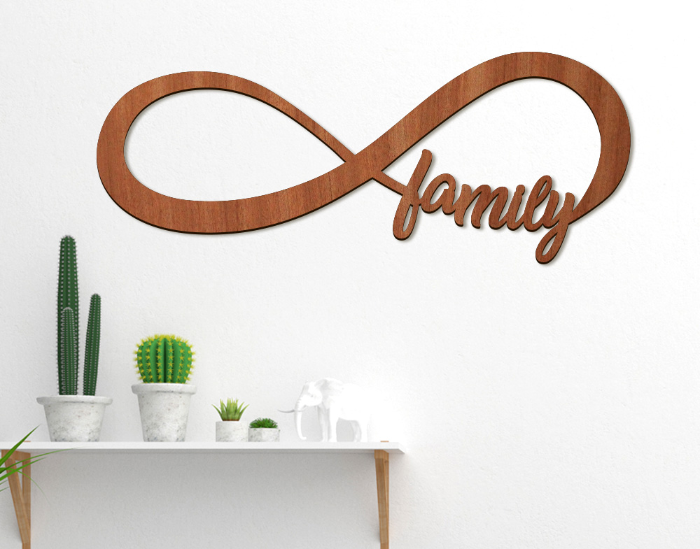 Sticker Design vi presenta Scritta in legno di mogano Family arredo casa