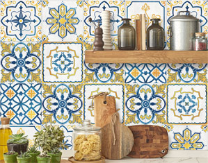 Adesivi piastrelle da parete per bagno e cucina stile messicano azulejos portoghese