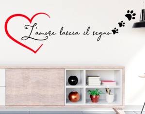 Wall stickers citazione l'amore lascia il segno cuore rosso