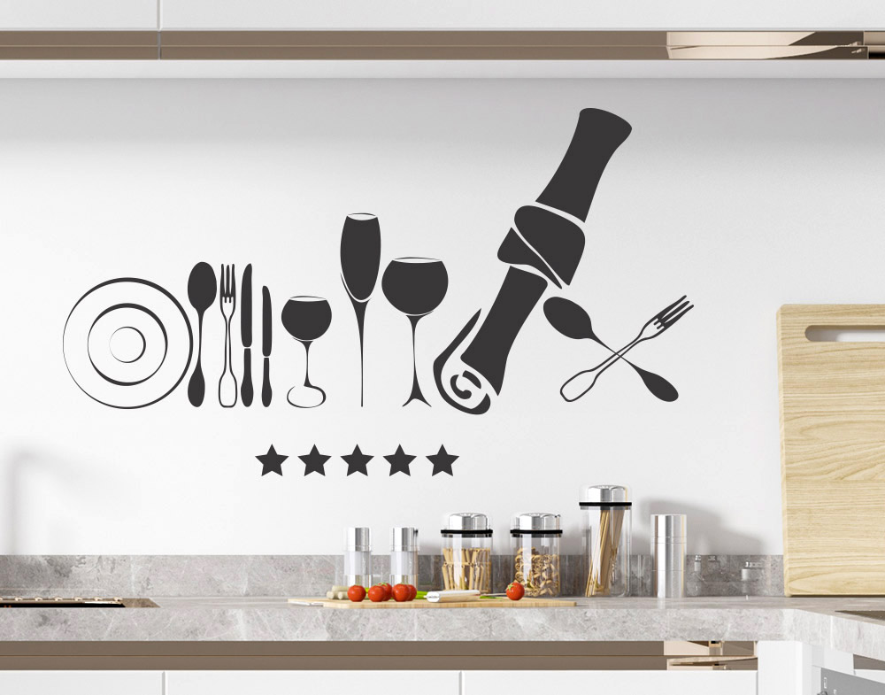 Adesivo Cucina Vasellame Wall stickers Bicchieri e posate