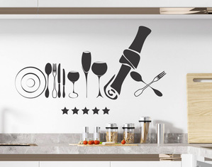Adesivo Cucina Vasellame Wall stickers Bicchieri e posate