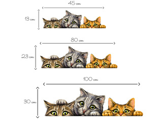 Adesivi murali Gatti sticker simpatici gattini che si affacciano