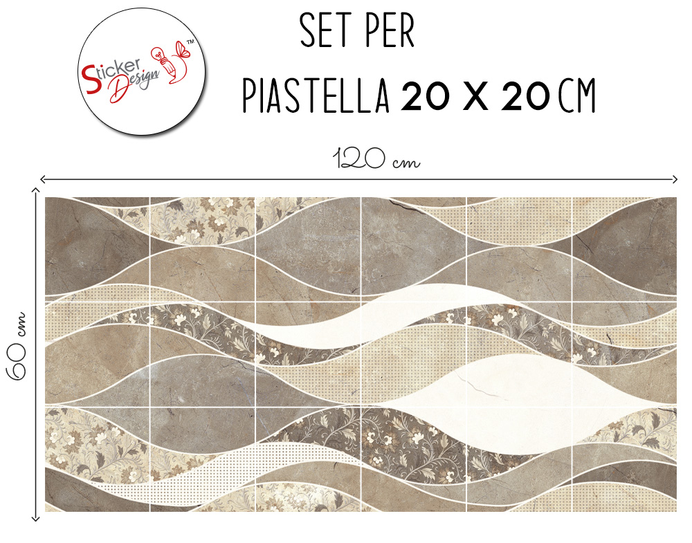 Adesivi Per Piastrelle In PVC Effetto Marmo Vintage - 20 Fogli 10x10 Cm, Impermeabili