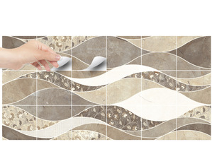 Composizione in adesivo per piastrella effetto pietra decorata con intarsi in effetto marmo stickers for tiles flowers