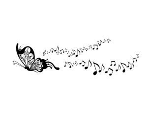 Note Musicali con Farfalla Stilizzata