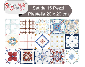 Stickers per piastrelle cucina in stile antico adesive e colorate