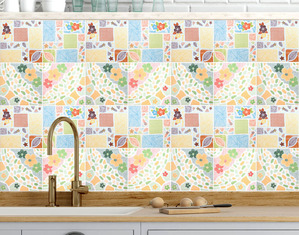 Piastrelle adesive sfondo astratto effetto ceramica stickers per muro e mattonelle bagno e cucina 