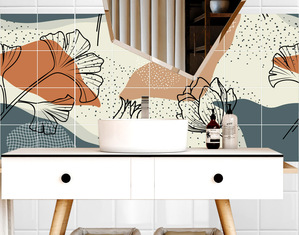 Adesivo per piastrelle bagno e cucina decorazione pattern floreale astratta