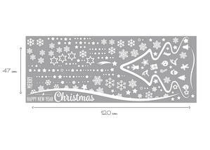 kit di natale con albero adesivo scritta merry christmas stella cometa fiocchi di neve
