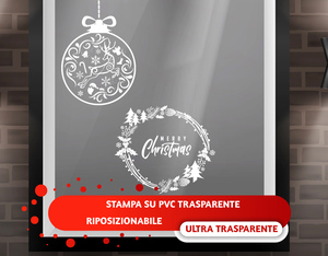 Stickers vetrofania natalizia Ghirlanda di natale con pallina decorativa