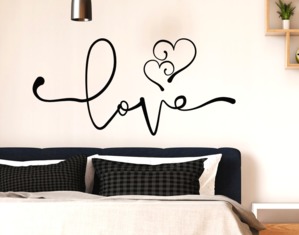 Wall stickers frase love con cuori stilizzati