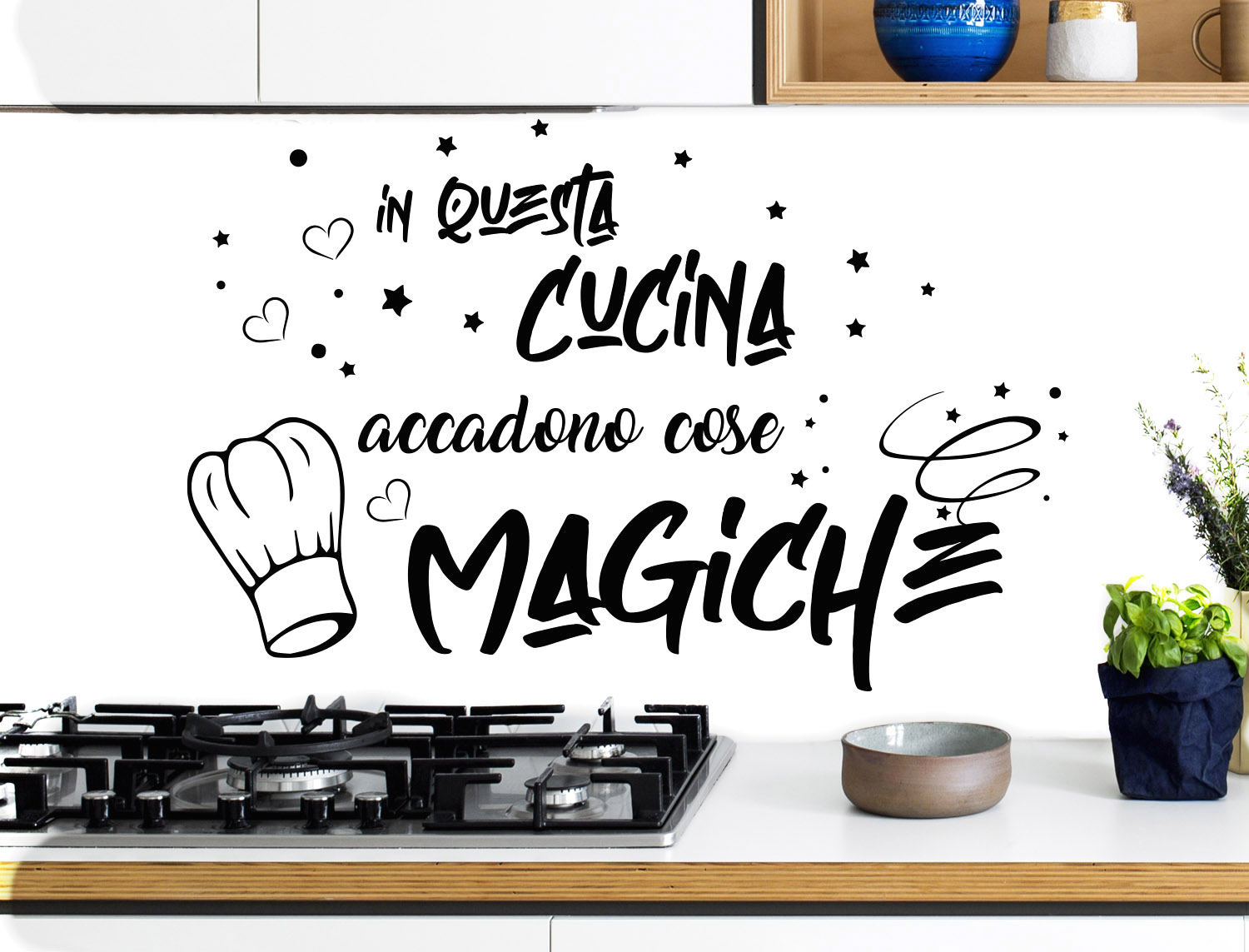 Adesivi Murali Cucina in questa cucina accadono cose magiche Frasi scritte  italiano wall stickers kitchen decorazione casa adesivi da parete adesivo