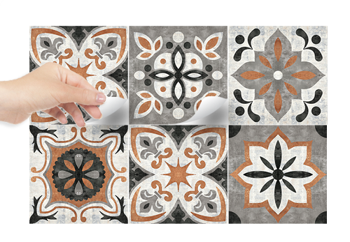 Sticker Design vi presenta Adesivi murali piastrelle bagno e cucina cover  tiles effetto tessuto floreale