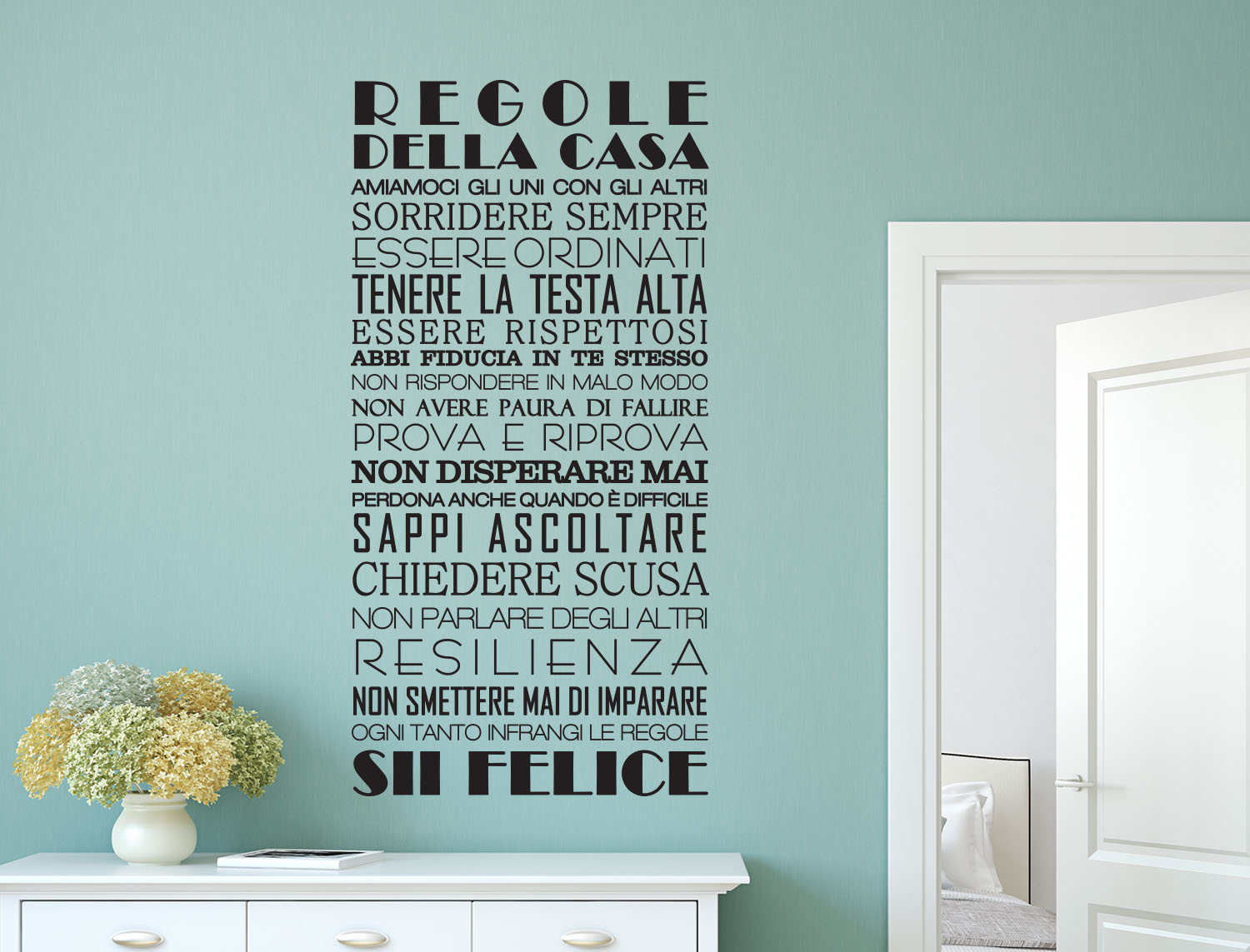 Adesivi Murali Decoro Casa - Scritta Famiglia Rustica - Lettere Nere Per Parete (Style 2)
