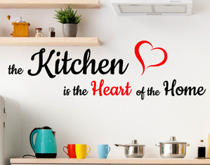 Adesivi murali frasi cucina The Kitchen is  Heart stickers frase