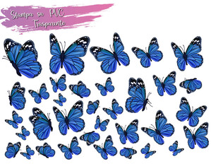 Stickers farfalle colore Blu con sfumature viola