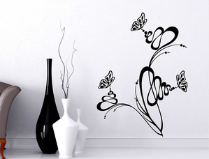 Adesivi Murali Farfalle su un fiore stilizzato