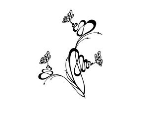 Adesivi Murali Farfalle su un fiore stilizzato