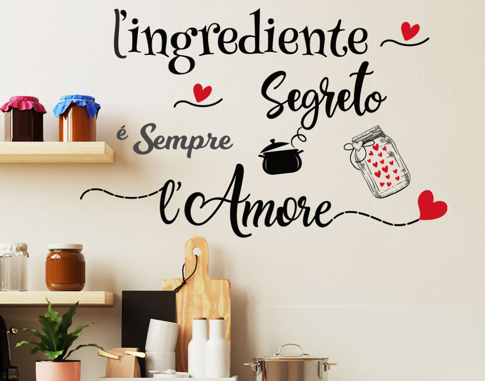 Adesivi murali per cucina con frase l’ingrediente segreto è sempre l’amore