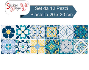 Stickers per piastrelle bagno e cucina moderne turchese giallo tiffany blu