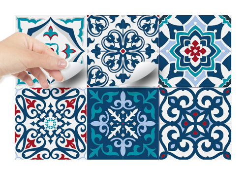 Piastrelle Adesive Cucina Blu Cielo Retrò – 10 Pezzi 20x20 Cm – PVC Impermeabile – Facili Da Applicare – Effetto Mattonella