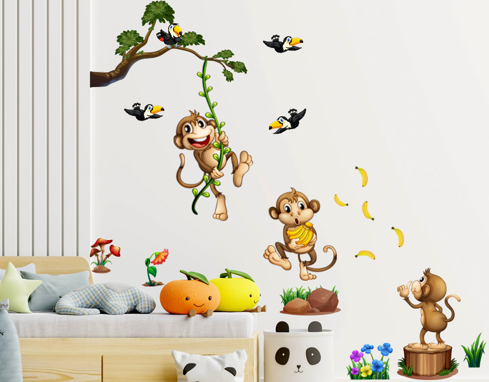 Sticker Design vi presenta Adesivi Murali scimmiette per cameretta bambini