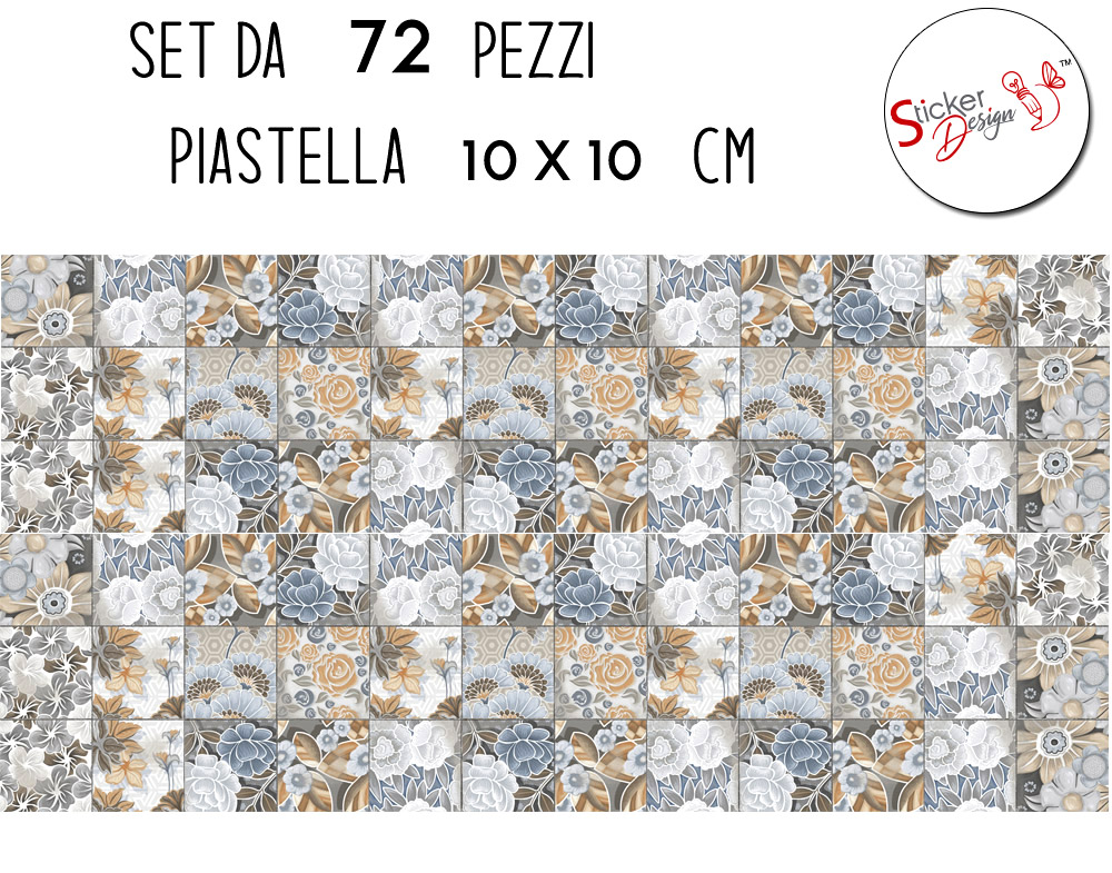 Ambiance Sticker Adesivi Piastrelle Effetto Cementine Carmelito - 9 Pezzi 15x15 Cm Per Bagno E Cucina - Made In Belgium