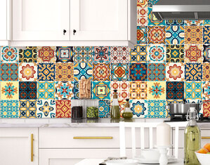 Decori adesivi per piastrelle bagno e cucina cover tiles effetto maiolica stickers per piastrelle