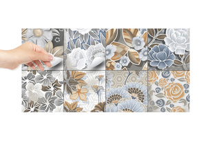 Adesivi murali piastrelle bagno e cucina cover tiles effetto tessuto floreale