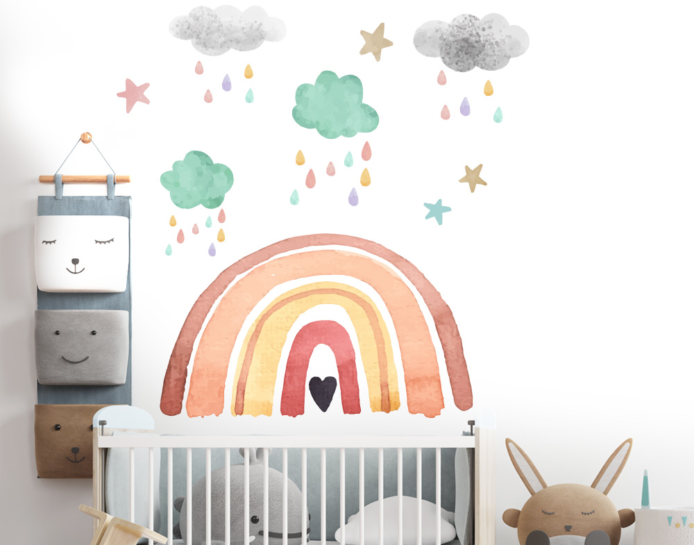 Adesivi murali arcobaleno decorazione cameretta bambini