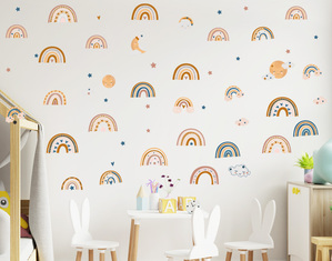 Kit adesivi murali bambini disegni di arcobaleno per cameretta nursery abbellimento del muro 