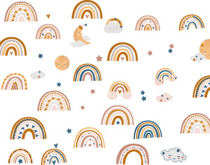 Kit adesivi murali bambini disegni di arcobaleno per cameretta nursery abbellimento del muro 