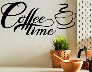 Decorazione adesiva per il muro della cucina Coffee time con tazzina di caffè