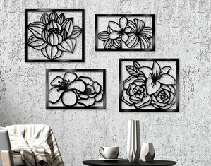 Set quadri in acrilico decorazioni floreale