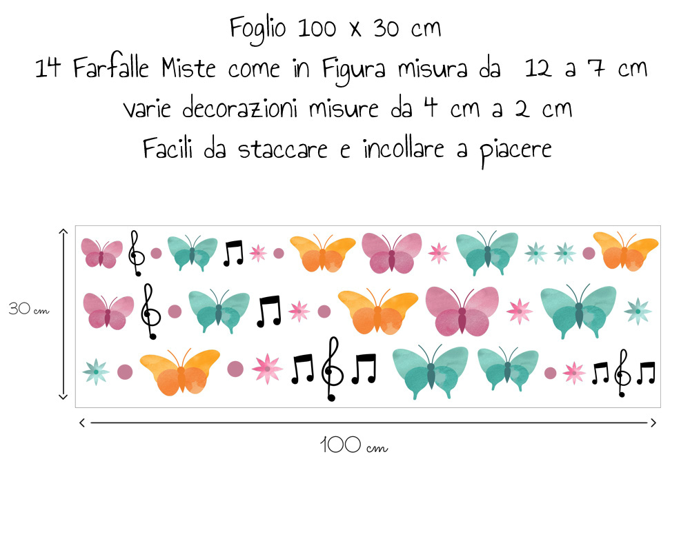 Sticker Design vi presenta Adesivi murali farfalle con note musicali  decorazione cameretta